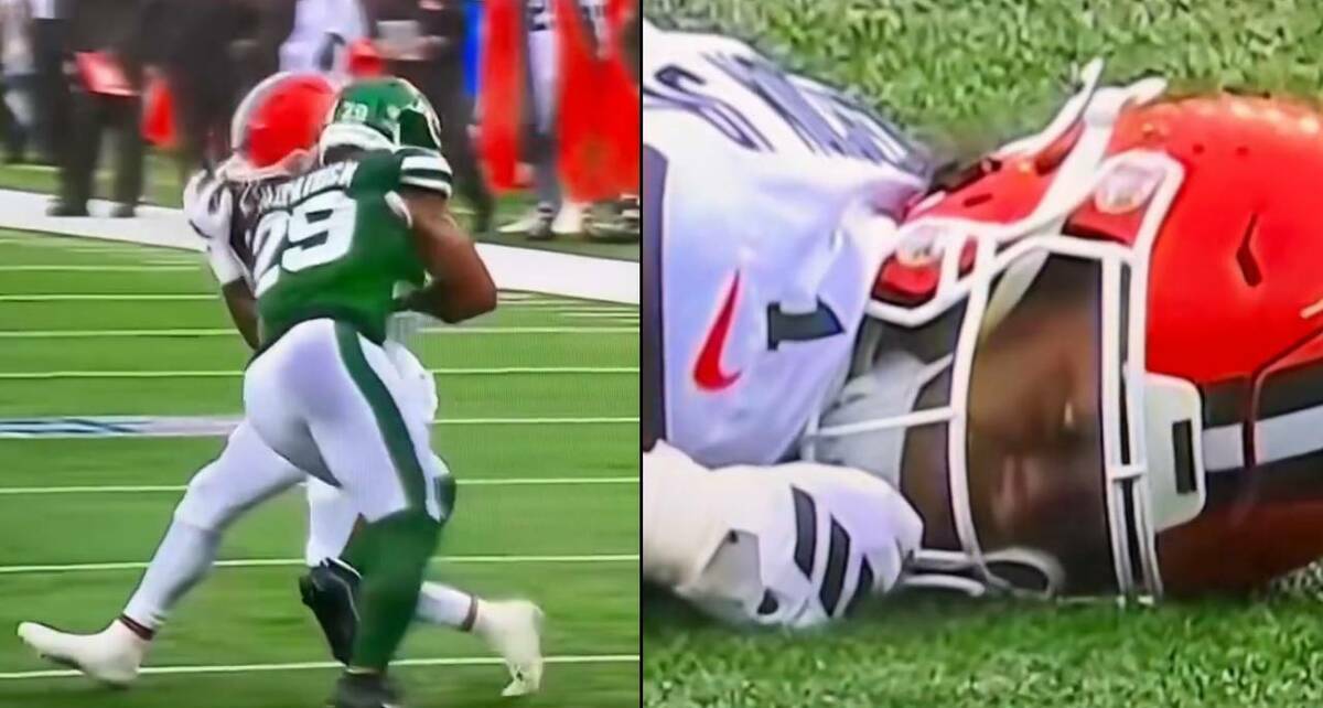 KC Concepcion queda tendido tras un fuerte golpe en la NFL. FOTO: Capturas