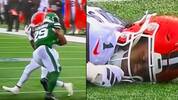 KC Concepcion queda tendido tras un fuerte golpe en la NFL. FOTO: Capturas