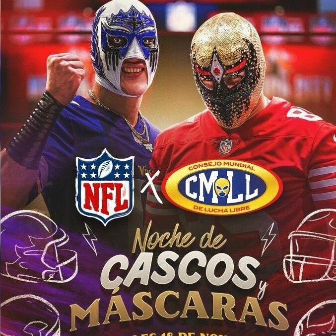 Conoce la fecha, horario y precios de los boletos de la Noche de Cascos y Máscaras de la NFL y la CMLL. (@nflmx/X)