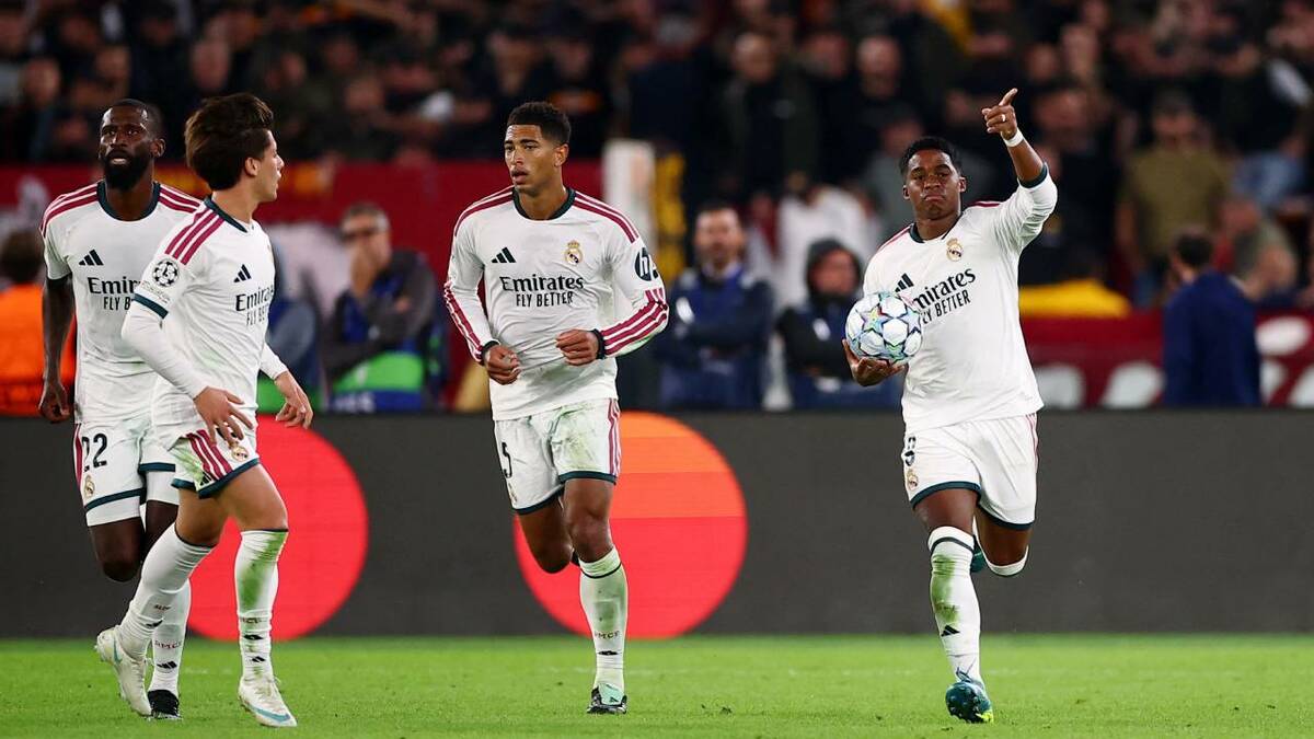 Endrick encaminó la remontada del Real Madrid ante la Roma (Reuters)