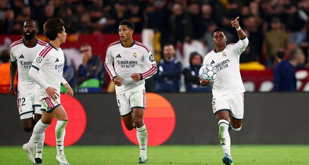 Endrick encaminó la remontada del Real Madrid ante la Roma (Reuters)