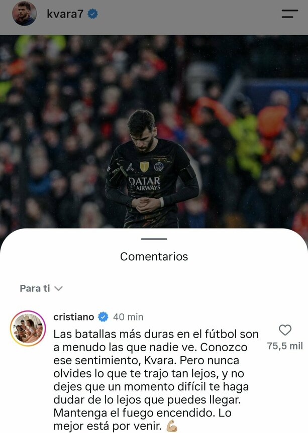 Cristiano envía mensaje a Kvara