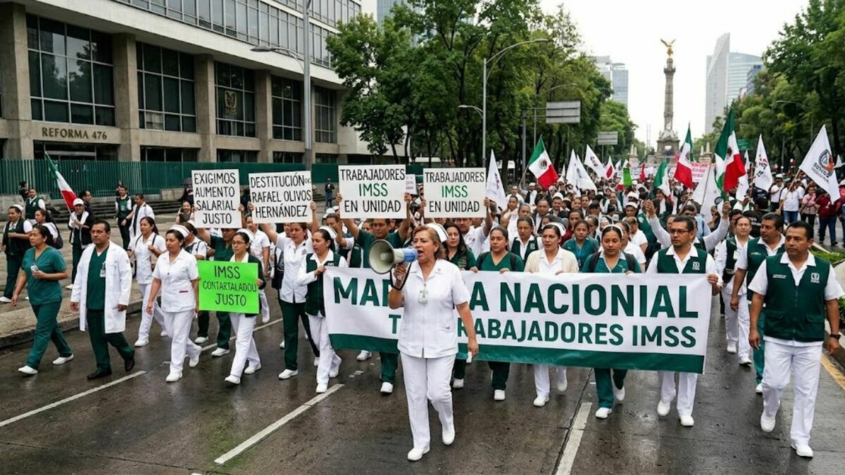 IMSS anunció Marcha Nacional para este 14 de octubre (Imagen creada con IA)