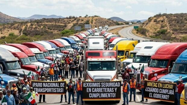 ANTAC anunció un posible nuevo Paro Nacional de transportistas en México (Imagen creada con IA)