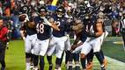 El linebacker D'Marco Jackson (48) de los Chicago Bears celebra tras lograr una intercepción ante los Pats. FOTO: Reuters