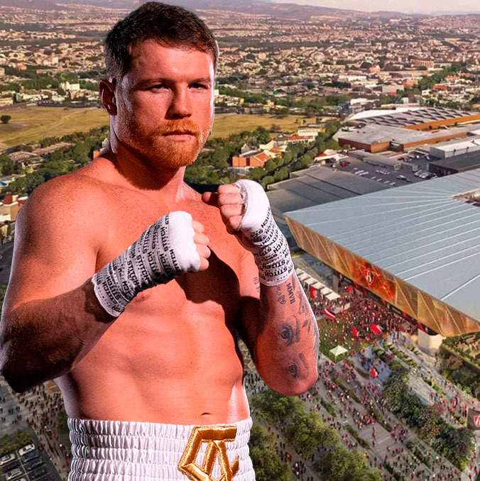 Canelo Álvarez se quiere retirar en el estadio del Atlas. (Fotos: @Canelo y Grupo Prodi)